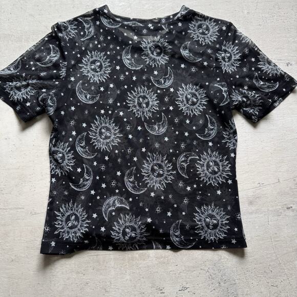 3 Girls Tops - 3 Sisters Mesh Celestial Top Womens Small Whimsigoth 90s Sun Moon Sheer Tee
